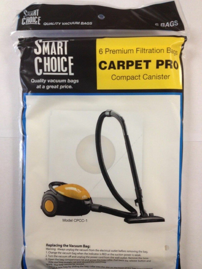 6 pk Carpet Pro / Fuller Compact Canister Bags Part CC-6
