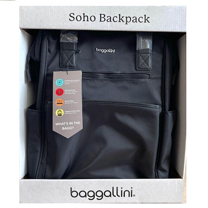 Baggallini Black Backpack Bag Soho Laptop Travel Office School Handbag Black New Bagg
