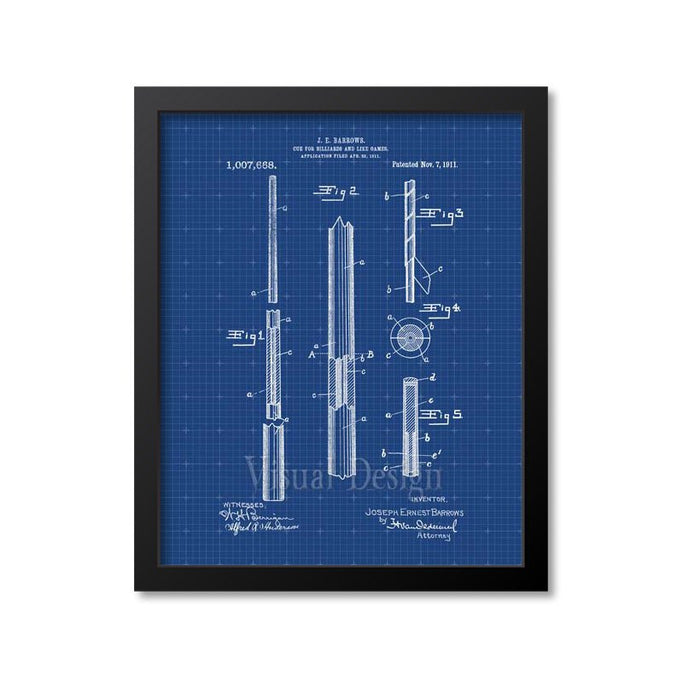 Billiard Cue Patent Print