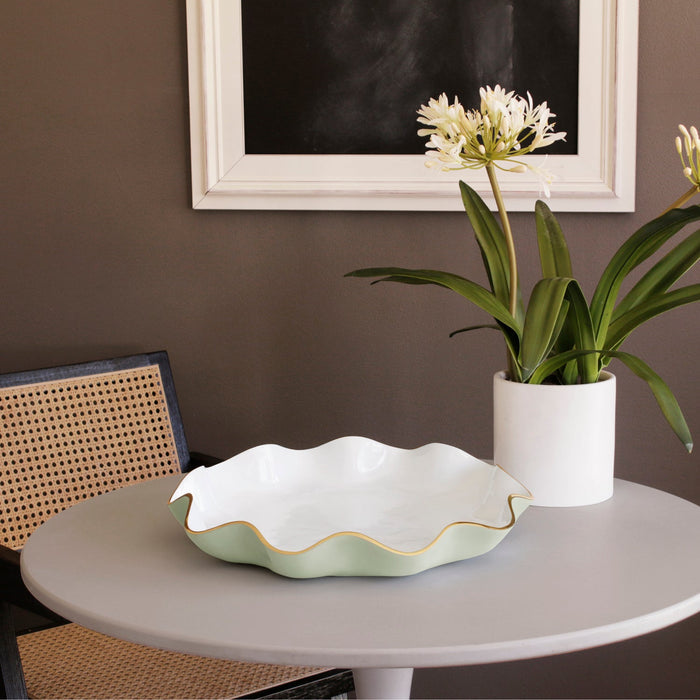 Beatriz Ball Encanto Carola Large Round Platter — Empty on a round side table