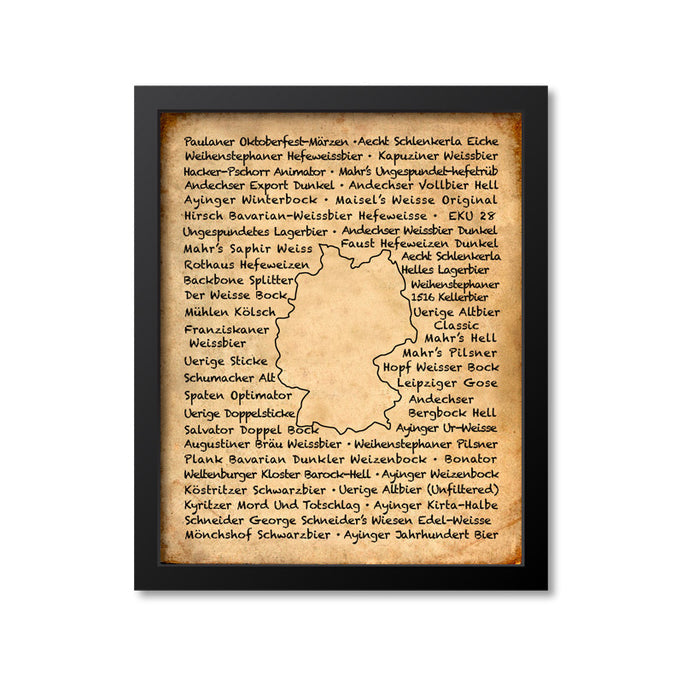 Germany Beer Map Art Print