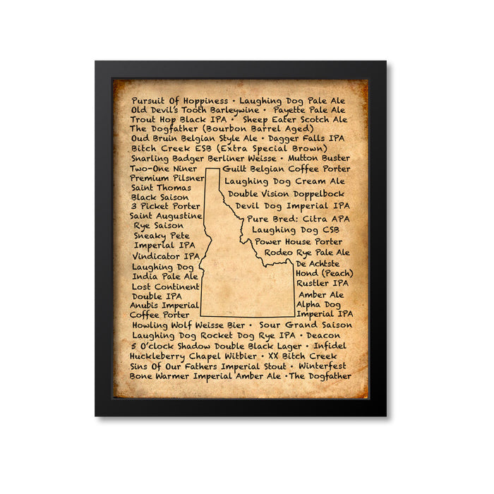 Idaho Beer Map Art Print