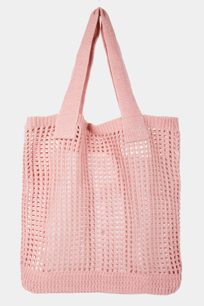 Knit Pink Crochet Tote Bag