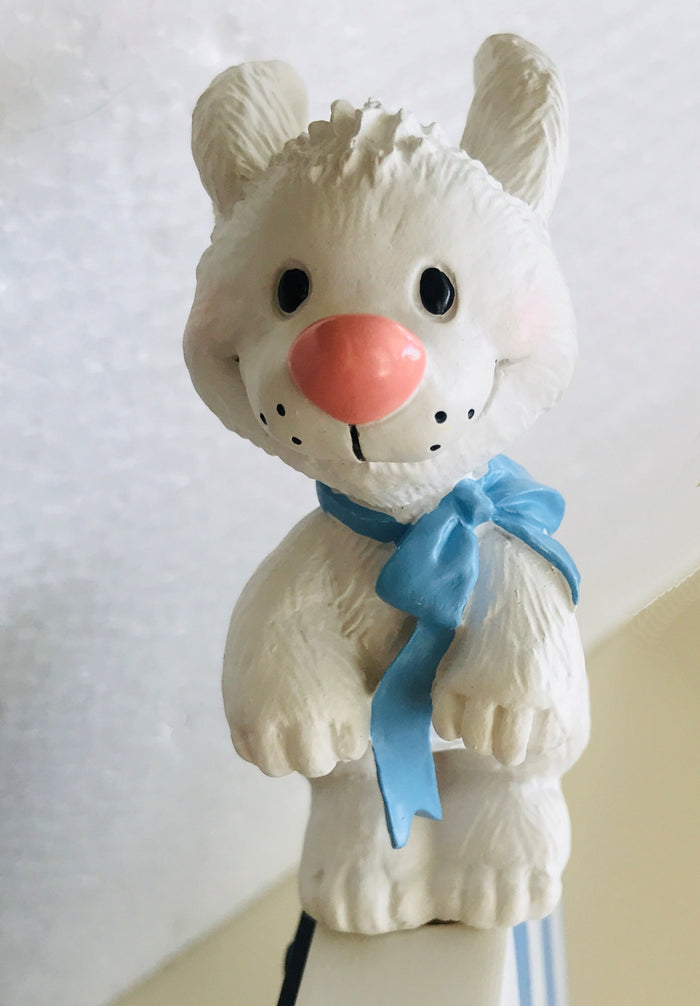 Little Suzy's Zoo Witzy Duck & Lulla Bunny Baby Animals Nursery Keepsake Photo Frame for 4" x 6" Picture Blue White Striped Wilton Industries 2003