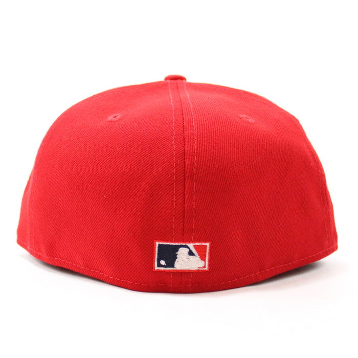 Peach Atlanta Braves 1995 World Series New Era 59Fifty Fitted Hat (Glow in the Dark Red Green Under Brim)