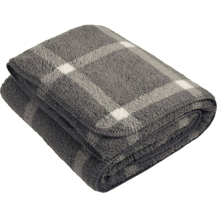 no-logo Port Authority Double-Sided Sherpa/Plush Blanket-Regular-Port Authority-Marshmallow/ Grey Window Pane-OSFA-Thread Logic