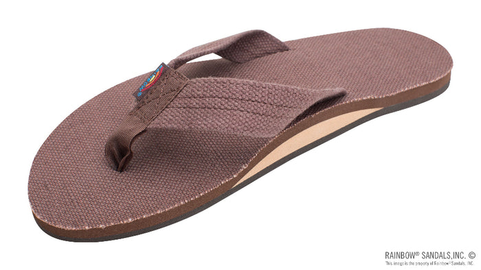 Rainbow Single Layer Hemp top and strap sandal side view