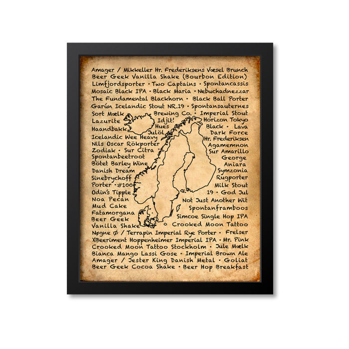 Scandinavia Beer Map Art Print