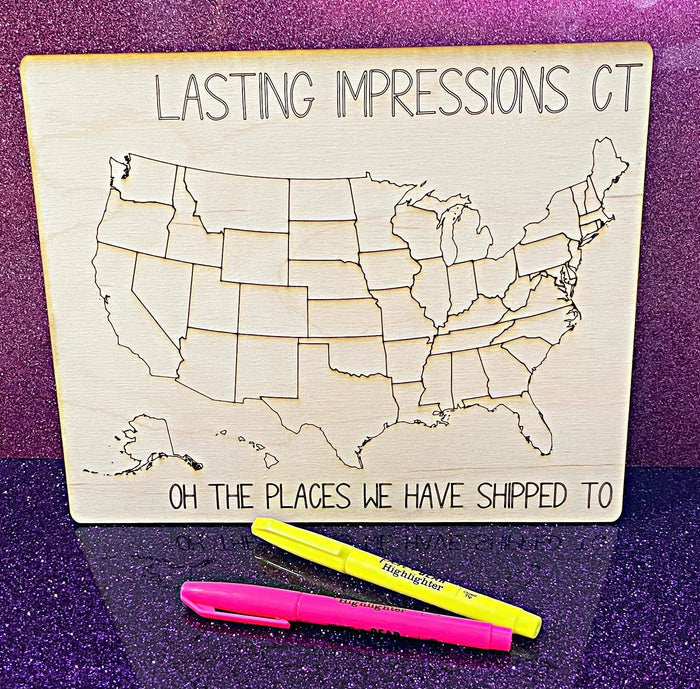 Wholesale | 1 pc | Oh the places we shipped to USA Wood Map