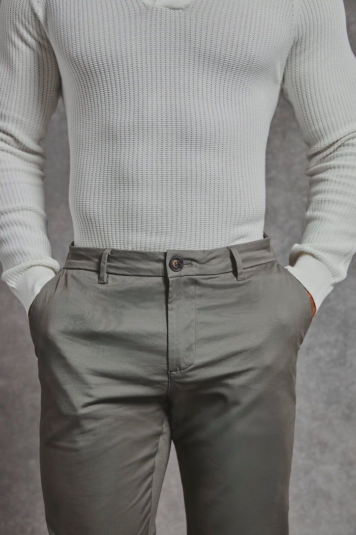 Athletic Fit Cotton Stretch Chino Pants in Khaki - TAILORED ATHLETE - USA