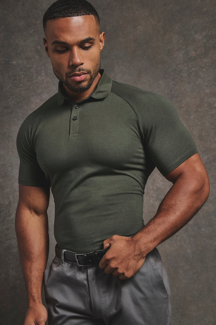 Athletic Fit Polo Shirt in Khaki - TAILORED ATHLETE - USA