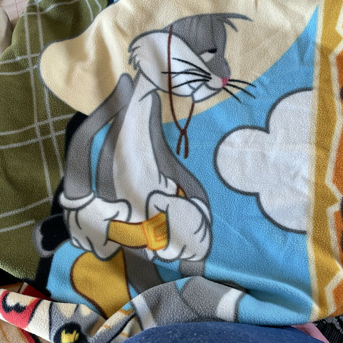 Back In Action Movie Looney Tunes Fleece Plush Blanket Throw Bugs Bunny Daffy Duck Vintage Western Cowboy 46 x 68 2003