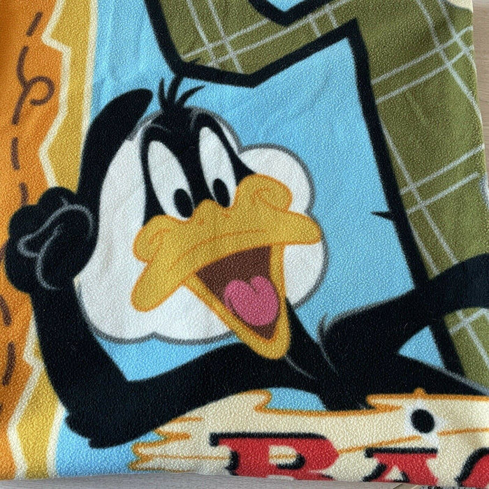 Back In Action Movie Looney Tunes Fleece Plush Blanket Throw Bugs Bunny Daffy Duck Vintage Western Cowboy 46 x 68 2003