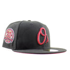 Baltimore Orioles 30th Anniversary 59Fifty New Era Fitted Hat (Black Scarlet Red Under Brim)