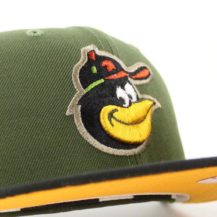Baltimore Orioles 50TH ANNIVERSARY 59Fifty New Era Fitted Hat (RIFLE GREEN BLACK REG GOLD Under Brim)