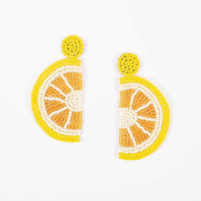 Beaded Lemon Slice Earrings