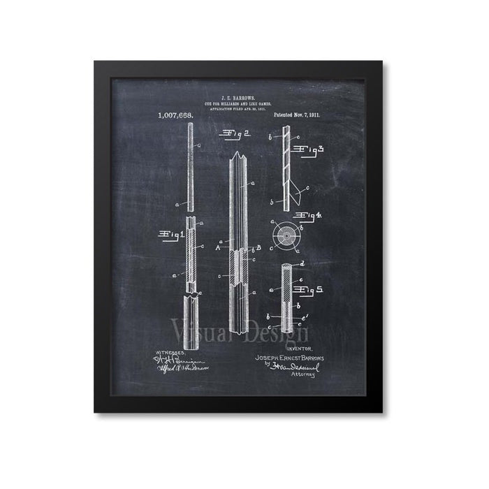 Billiard Cue Patent Print