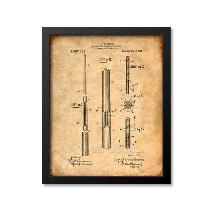Billiard Cue Patent Print
