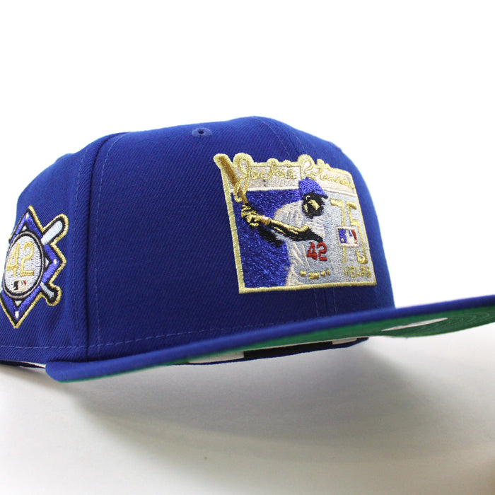 BROOKLYN DODGERS 42 JACKIE ROBINSON New Era 59Fifty Fitted Hat (Royal Blue Green Under Brim)