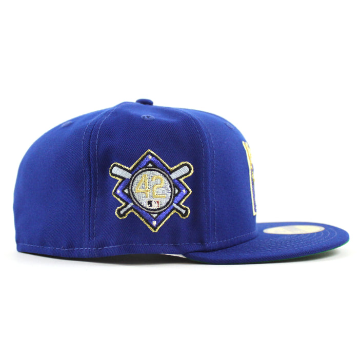 BROOKLYN DODGERS 42 JACKIE ROBINSON New Era 59Fifty Fitted Hat (Royal Blue Green Under Brim)