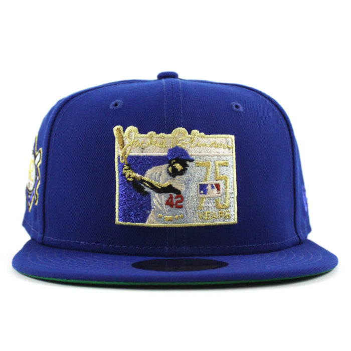 BROOKLYN DODGERS 42 JACKIE ROBINSON New Era 59Fifty Fitted Hat (Royal Blue Green Under Brim)