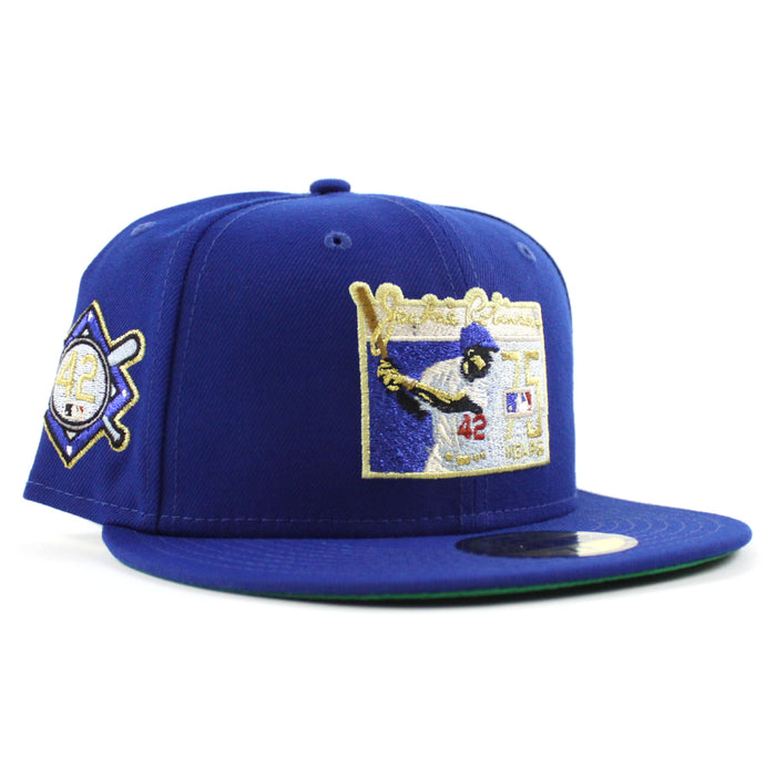 BROOKLYN DODGERS 42 JACKIE ROBINSON New Era 59Fifty Fitted Hat (Royal Blue Green Under Brim)