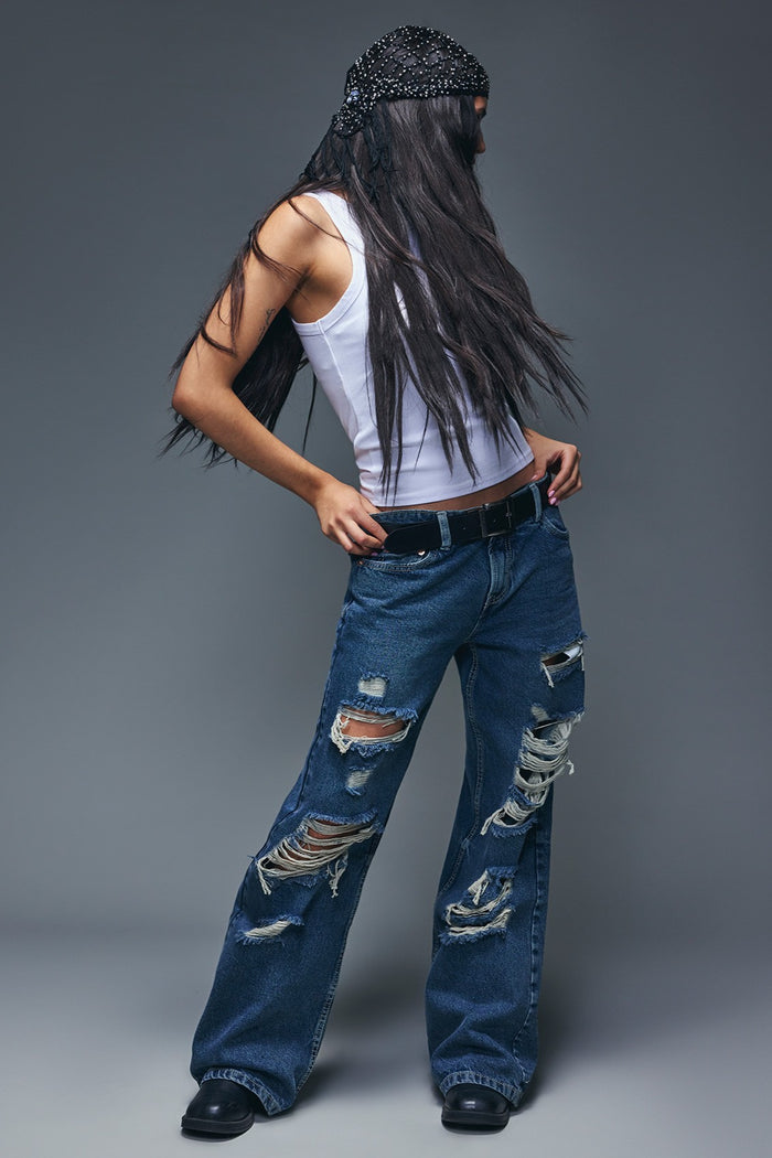 Brooklyn Ripped Low Rise Baggy Medium Jean