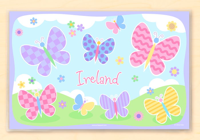 Butterfly Garden Kids Personalized Placemat 18" x 12" with Alphabet