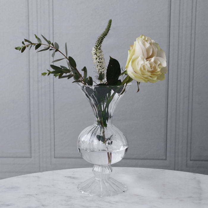 Beatriz Ball Glass Cambridge Flora Flower Vase — With a loose floral arrangement