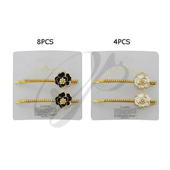 Camellia Pearl Flower Hair Pins (HP-10876BW)