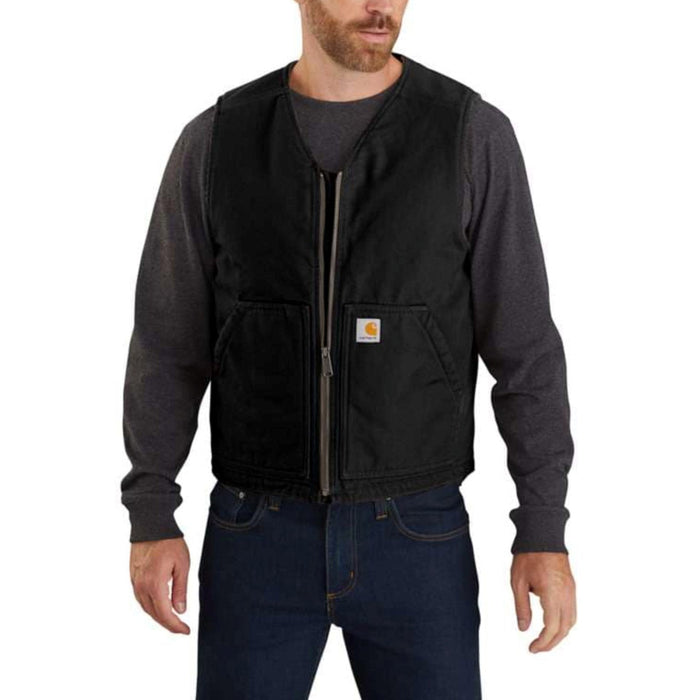 Carhartt Men's Washed Duck Sherpa Lined Vest Vests Carhartt Black 2XL Reg