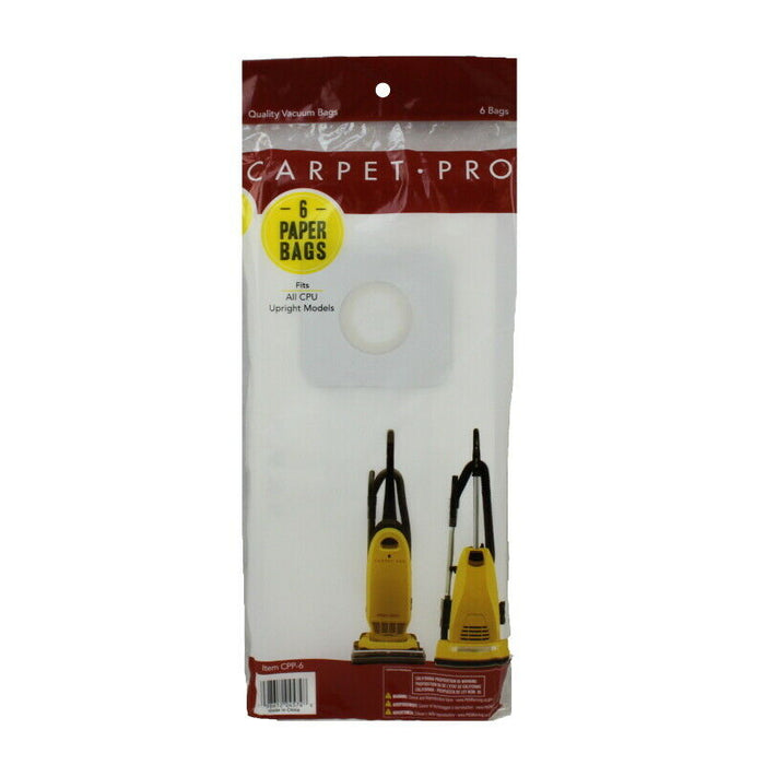 Carpet Pro Upright Vacuum Bags, 6pk, OEM Part CPP-6