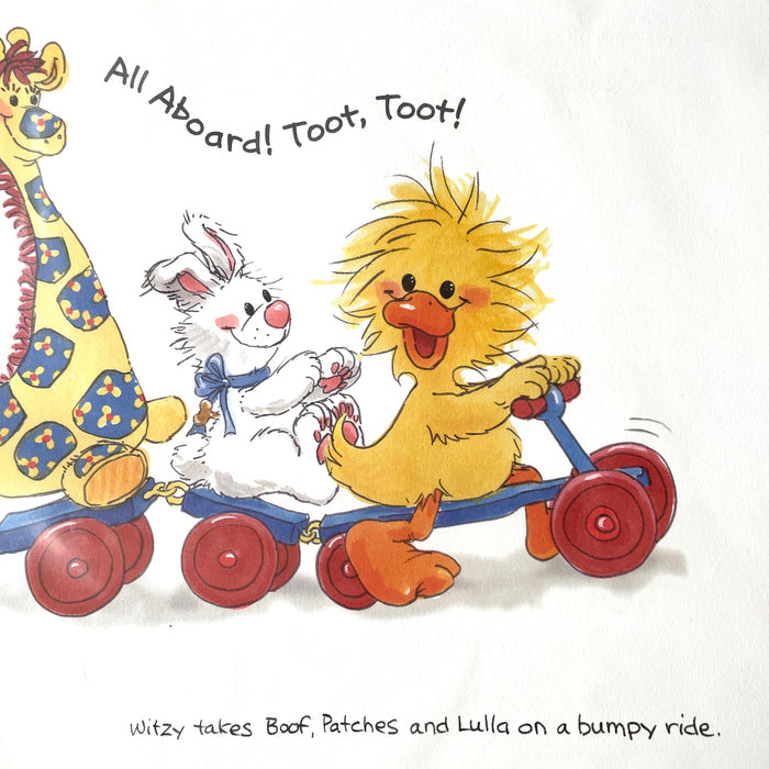Collectible Little Suzy's Zoo All Aboard Baby Animals Poster Witzy’s Train Ride Wall Art Print Limited Edition Vintage 2000 - Duck Bear Bunny Giraffe - Room Decor