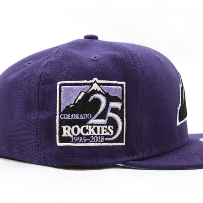 Colorado Rockies 25th Anniversary New Era 59Fifty Fitted Hat (GITD Purple Sky Blue Under Brim)