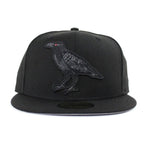Crow New Era 59FIFTY Fitted Hat (Black Black 2 Gray Under Brim)