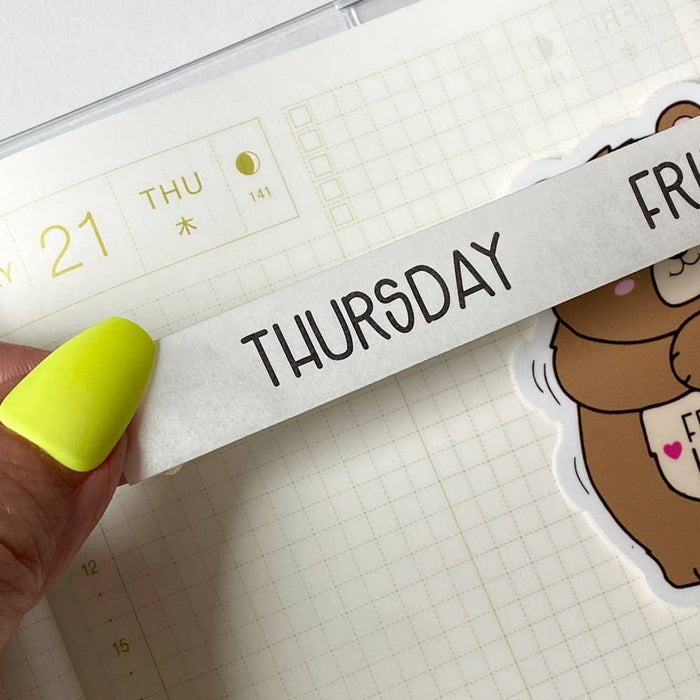 Cute Handwritten Day of the Week Washi Tape
