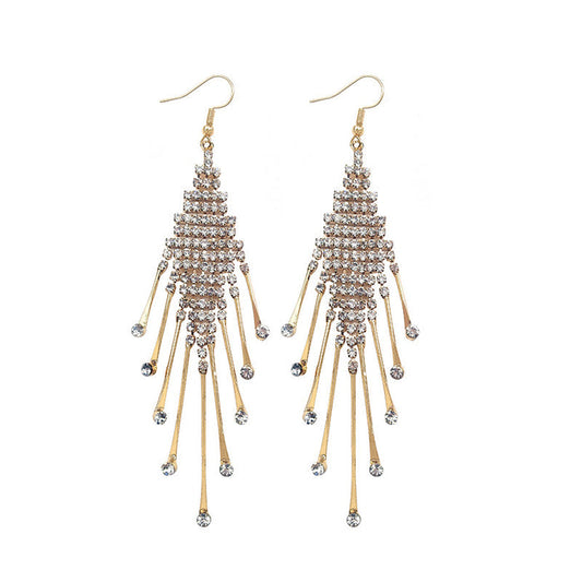 E1205 - Tassel alloy diamond-studded earrings