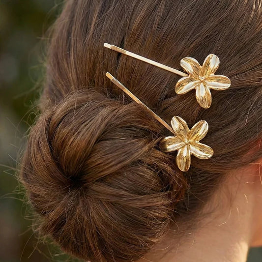 Elegant Metal Flower Bobby Pins – Gold & Silver Floral Hair Clips (HP-10867GS)
