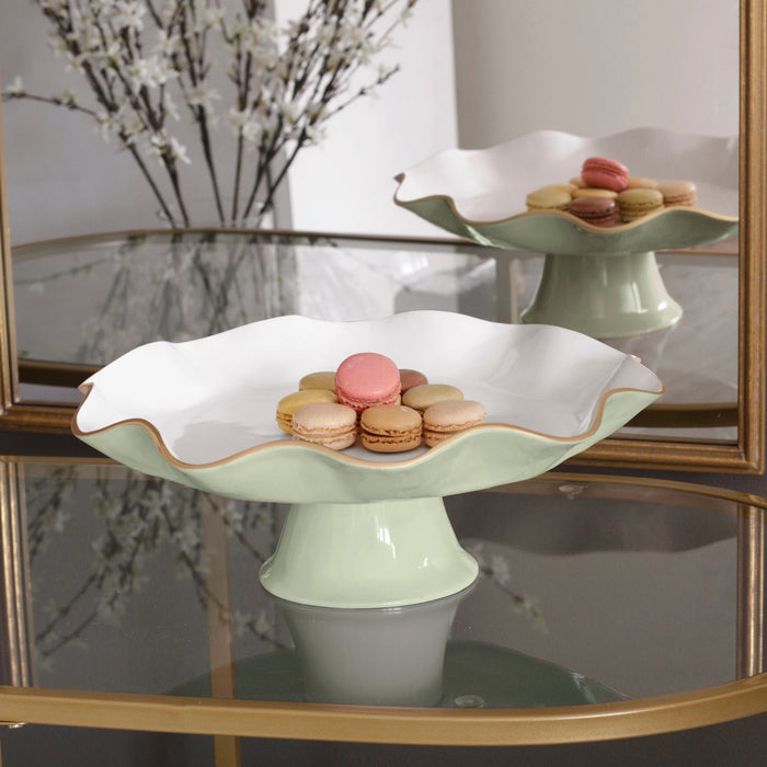 Beatriz Ball Encanto Carola Pedestal Cake Plate — With macarons on a mirrored trolley