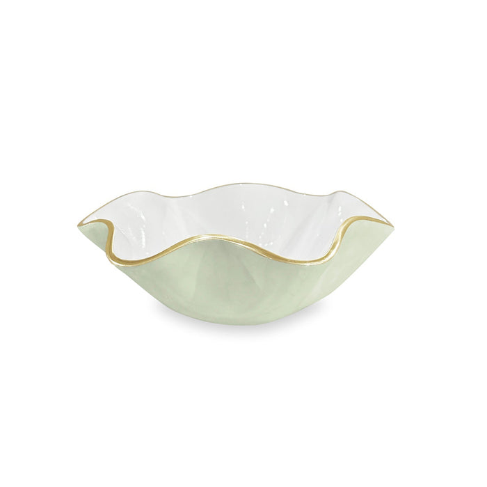 Beatriz Ball Encanto Carola Small Round Bowl — Pistachio-and-white small bowl isolated on white