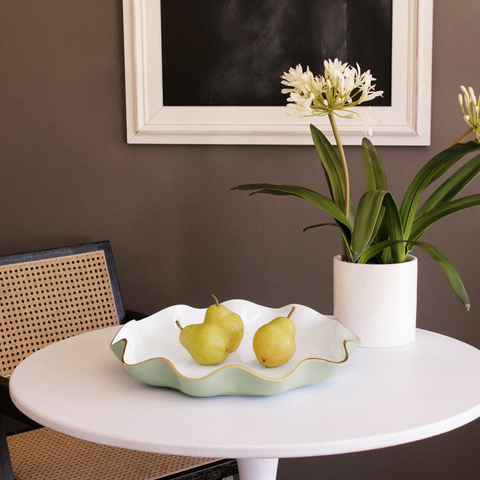 Beatriz Ball Encanto Carola Large Round Platter — With pears beside a separate potted plant
