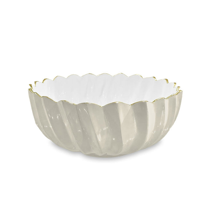 Beatriz Ball Encanto Orlando Medium Bowl — Cream-and-white fluted bowl isolated on white