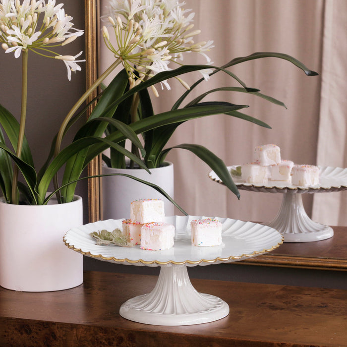 Beatriz Ball Encanto Vienna Pedestal Cake Plate — With small desserts and a separate matching stand