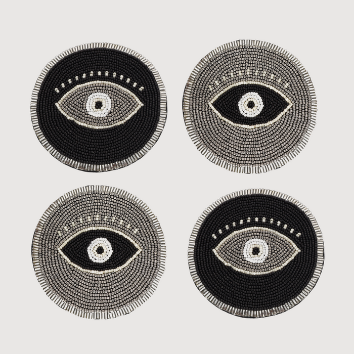 Black and Silver Eye Coasters | BuDhaGirl