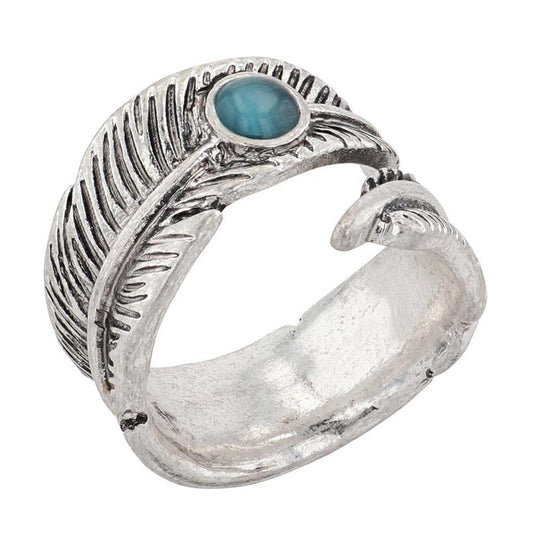 e-bynder-ARG5930 Feather Ring with Turquoise Stone
