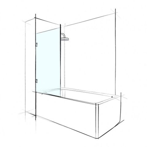 Fixed Bath Shower Screen, 1500 x 750mm with 2 x wall brackets - Image 1