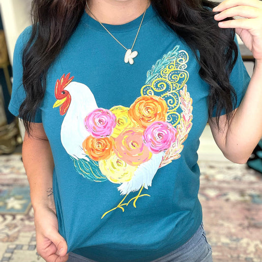 Floral Chicken Graphic Tee