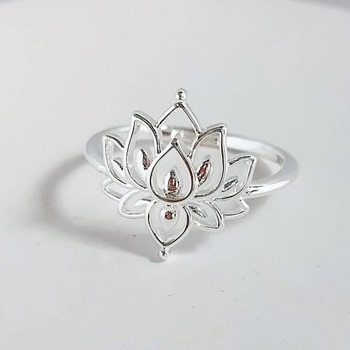 Gold Lotus Ring, Silver Lotus Ring, Indian Ring, OM Ring: Gold