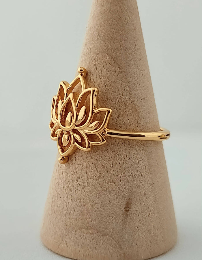 Gold Lotus Ring, Silver Lotus Ring, Indian Ring, OM Ring: Gold