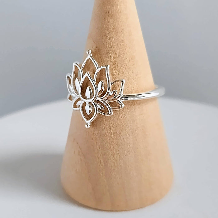 Gold Lotus Ring, Silver Lotus Ring, Indian Ring, OM Ring: Gold